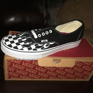 NEVER WORN Checkered flamed Vans